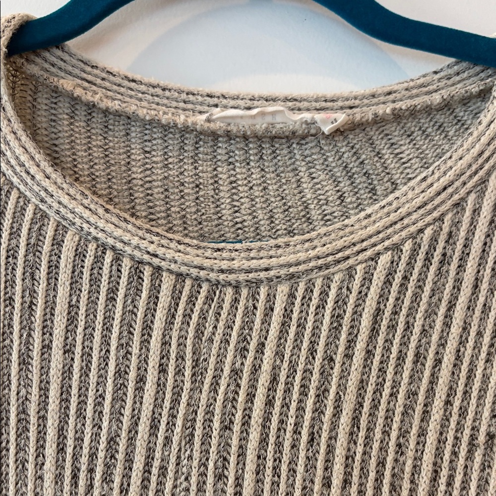 Beige Ribbed Long Sleeve Top - Picture 2 of 4